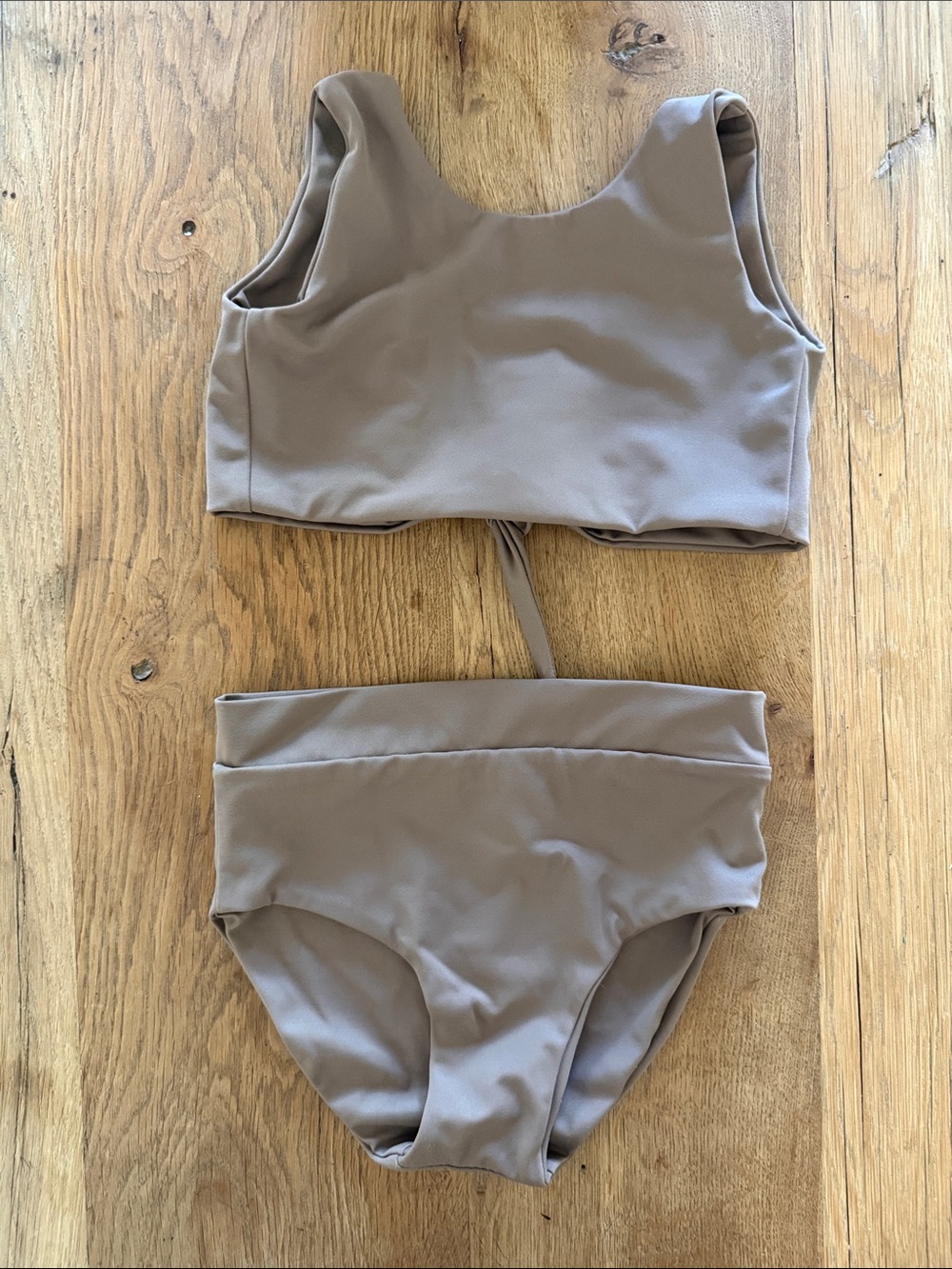 Simple Folk 3-4Y Taupe High-Waist Two-Piece Swim Set